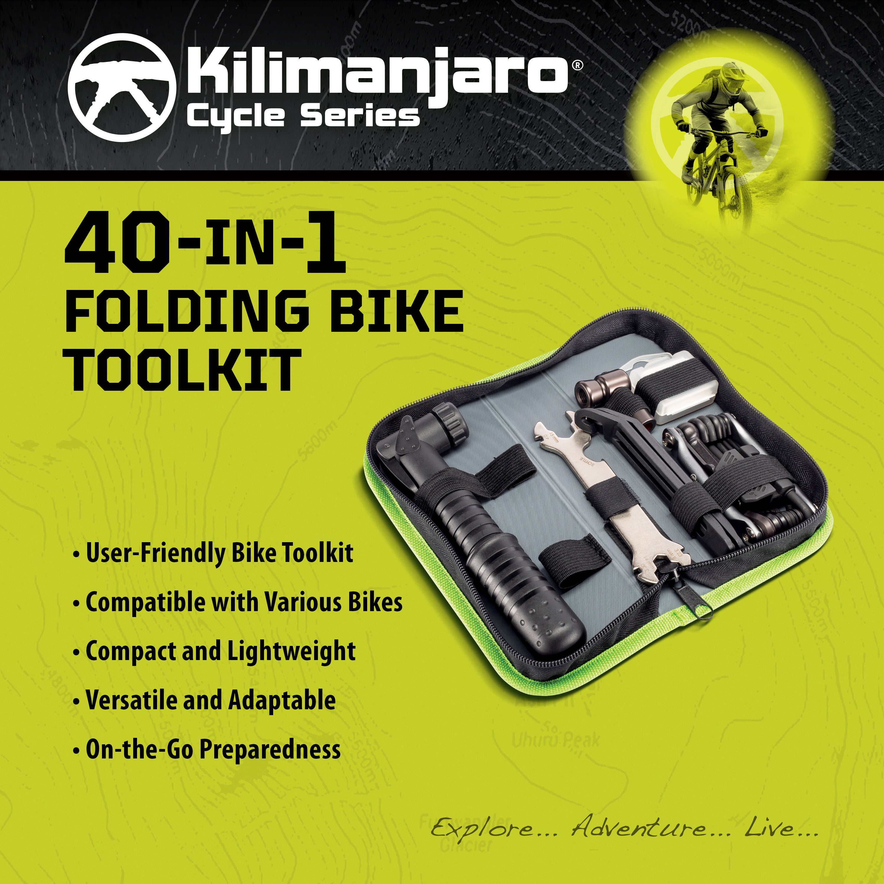 40 Piece Bike Tool Repair Kit in Folding Case