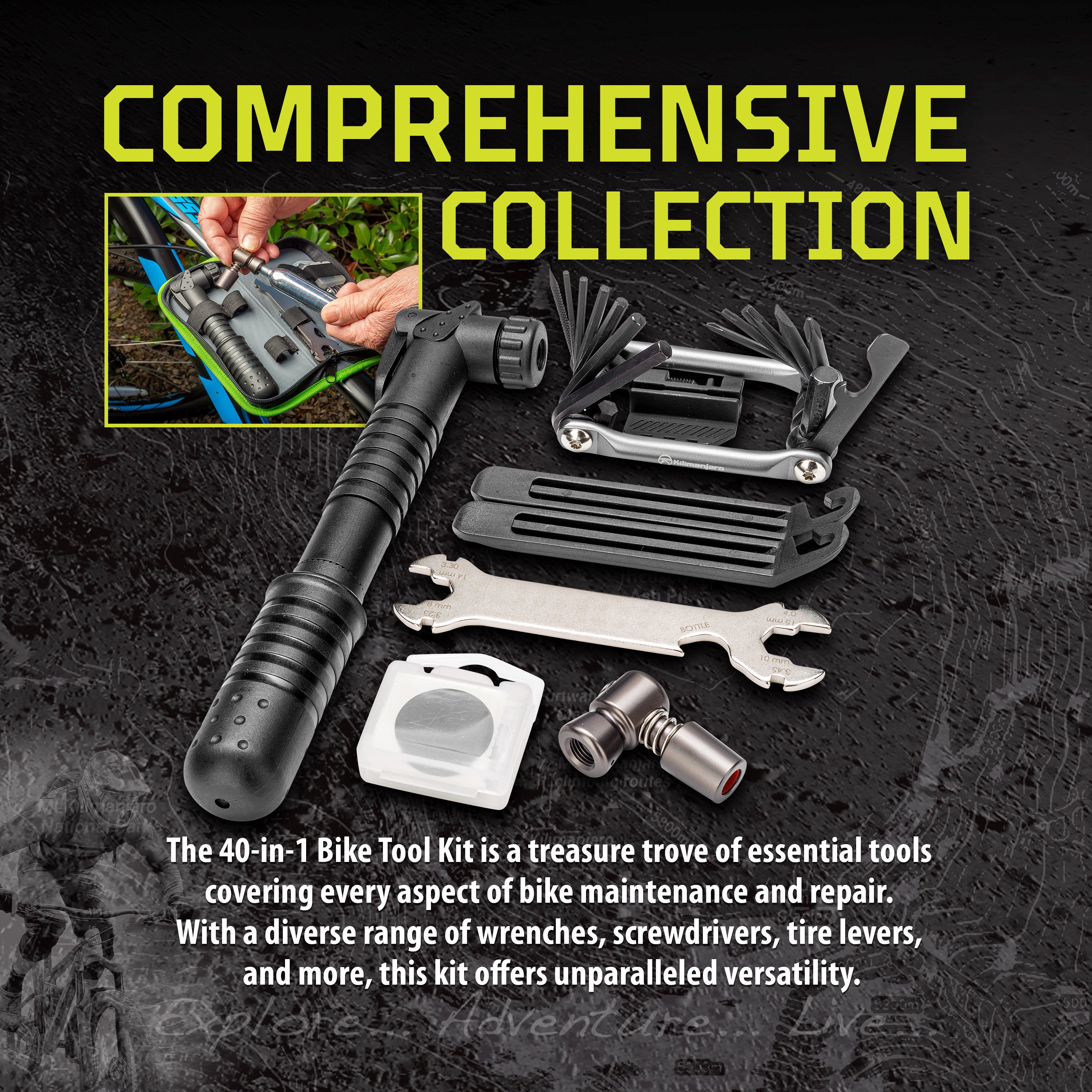 40 Piece Bike Tool Repair Kit in Folding Case