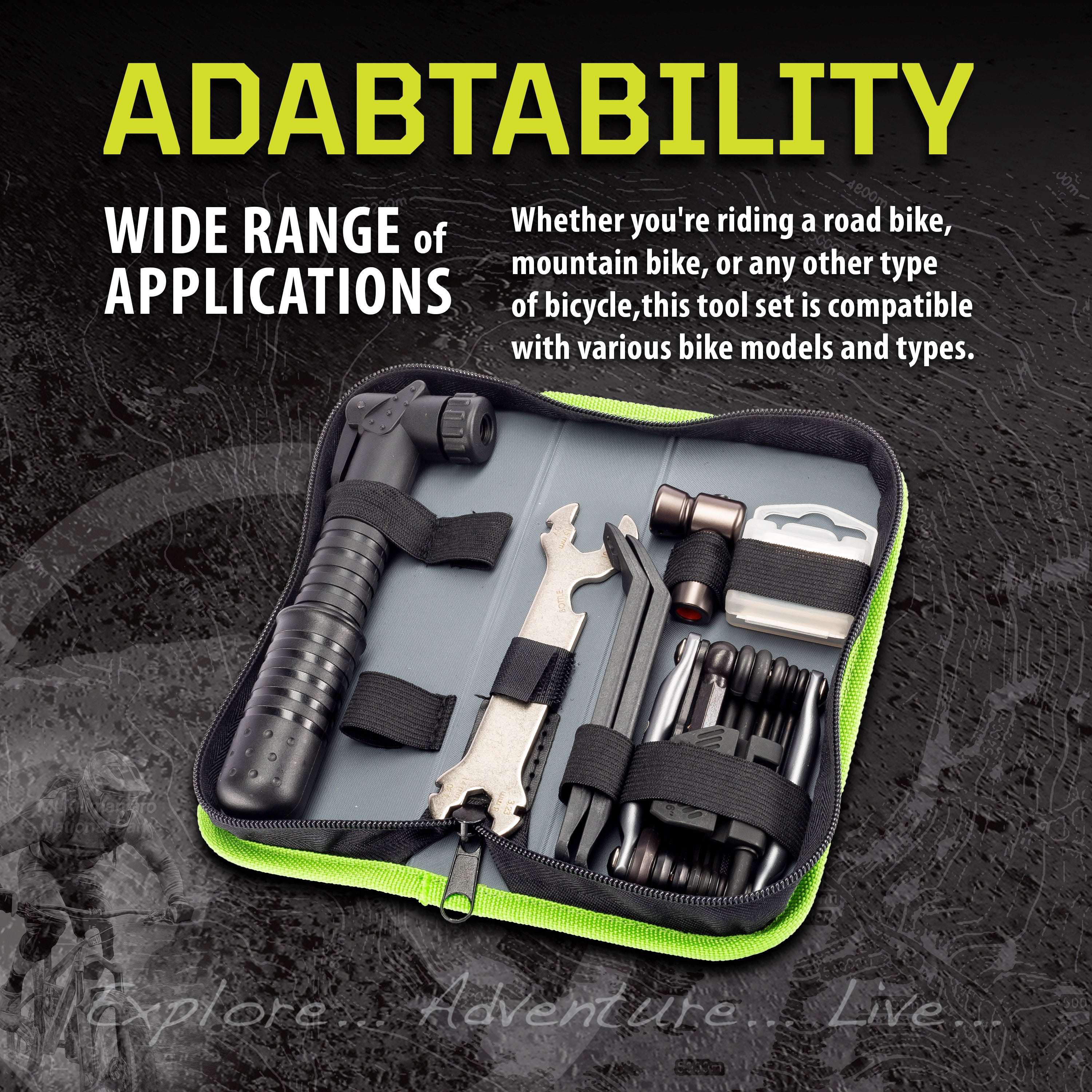 40 Piece Bike Tool Repair Kit in Folding Case