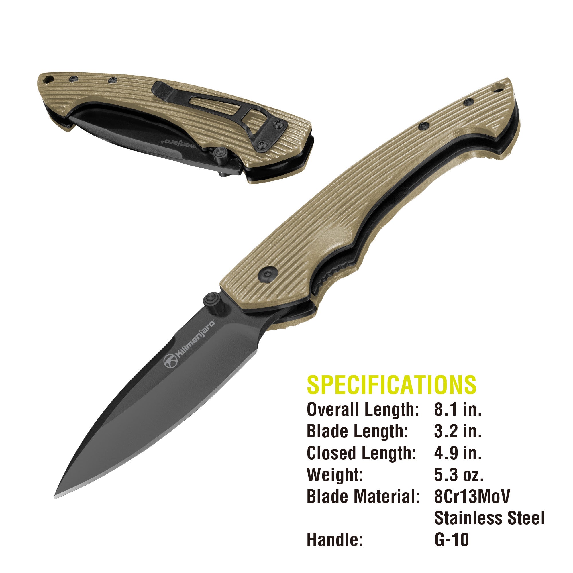 Firma 8 in. Folding Knife - Black Satin Blade