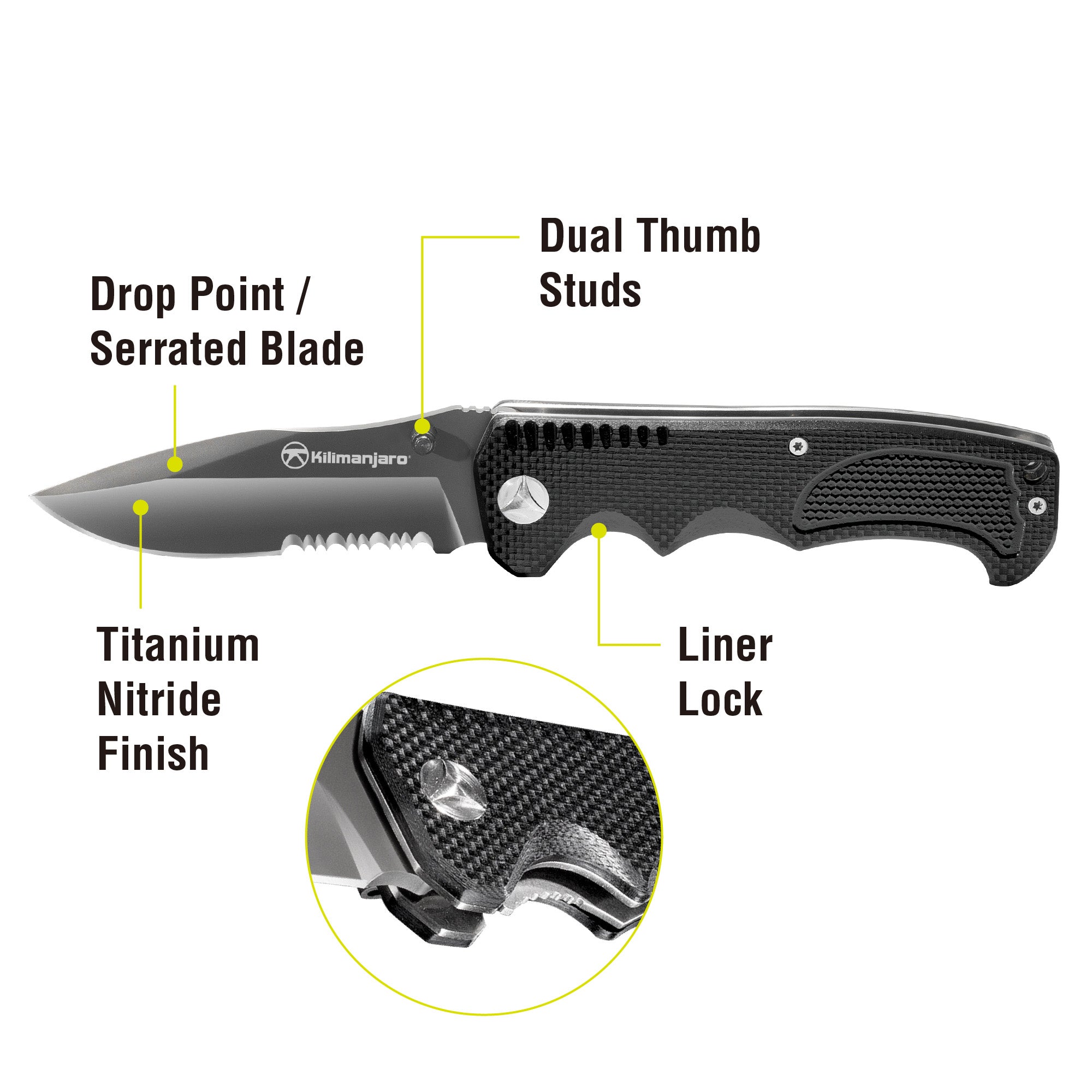 Annex 8 in. Folding Knife - Drop Point Serrated Blade