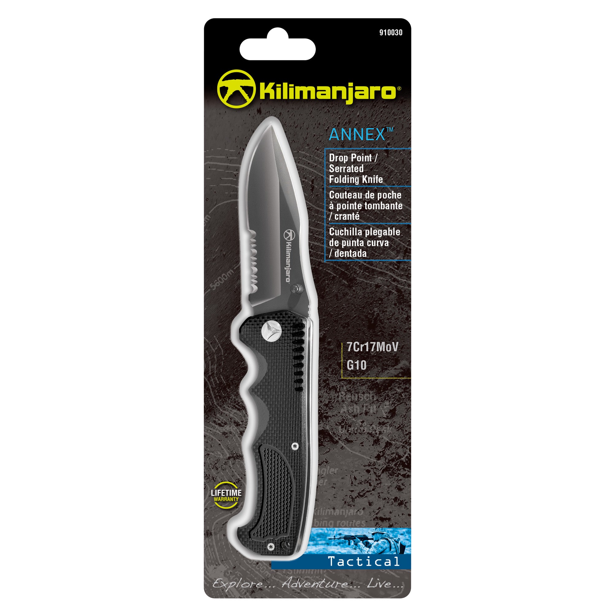 Annex 8 in. Folding Knife - Drop Point Serrated Blade