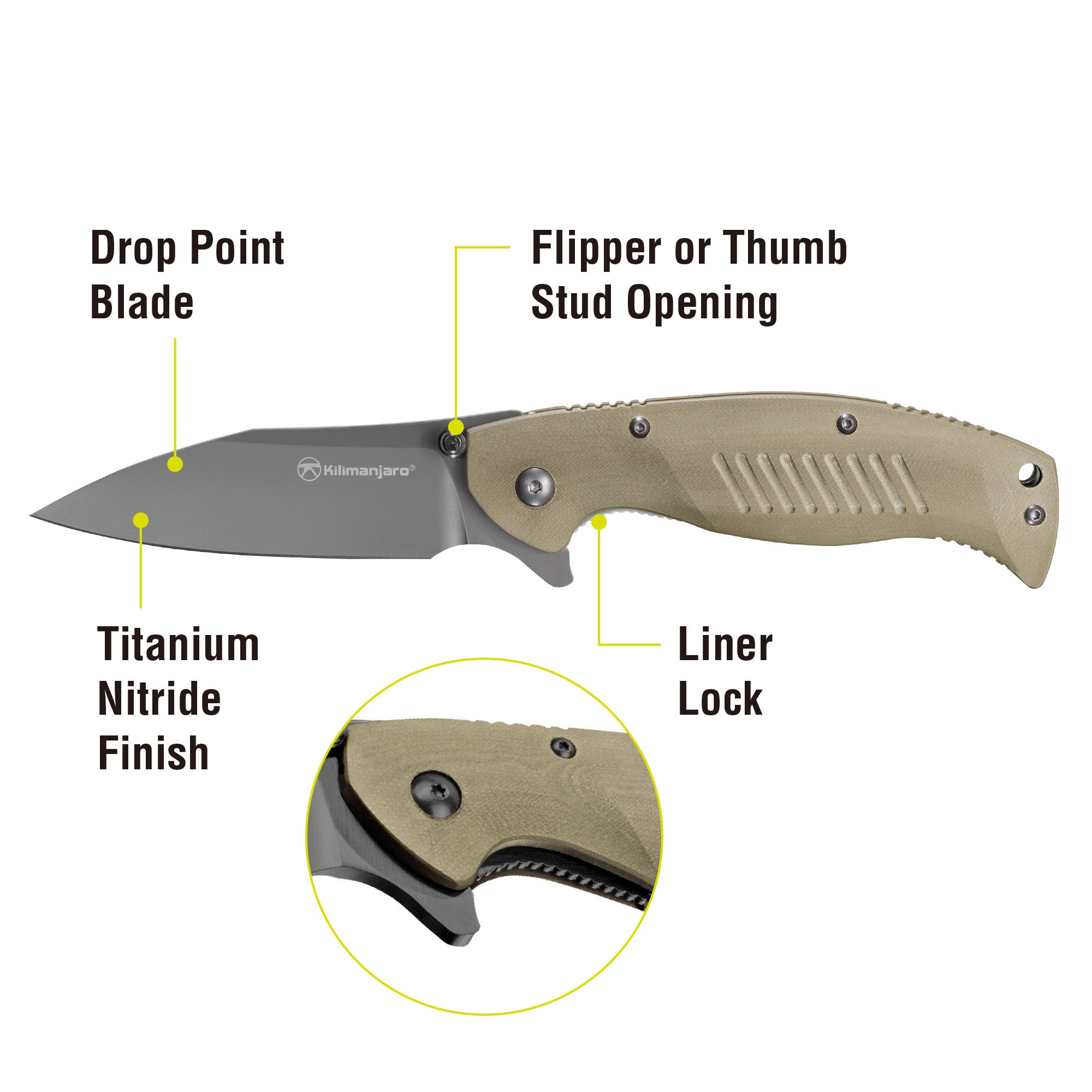 Morsa 8 in. Folding Knife -  Titanium Nitride Blade