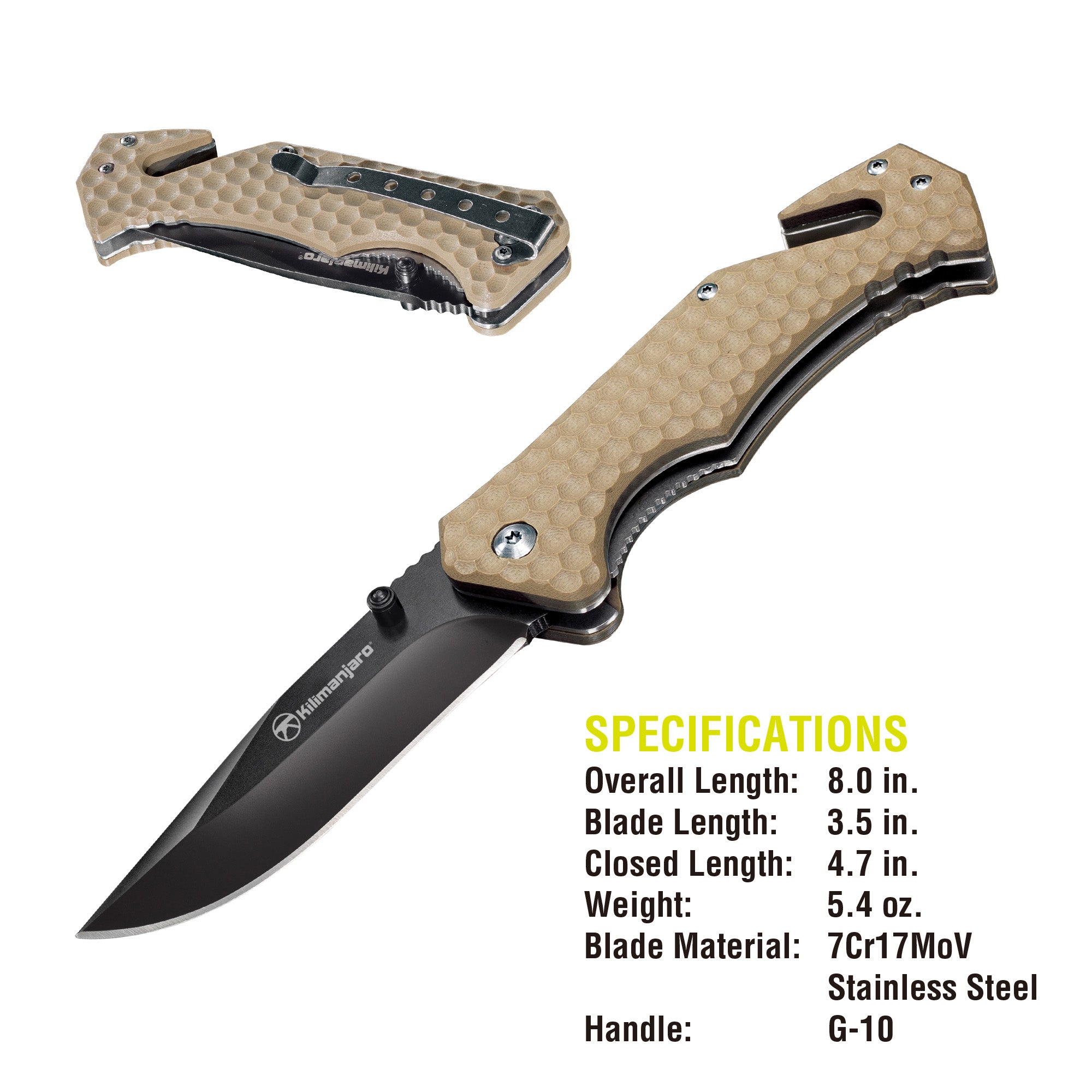 UTAC 8 in. Folding Knife - Drop Point Blade