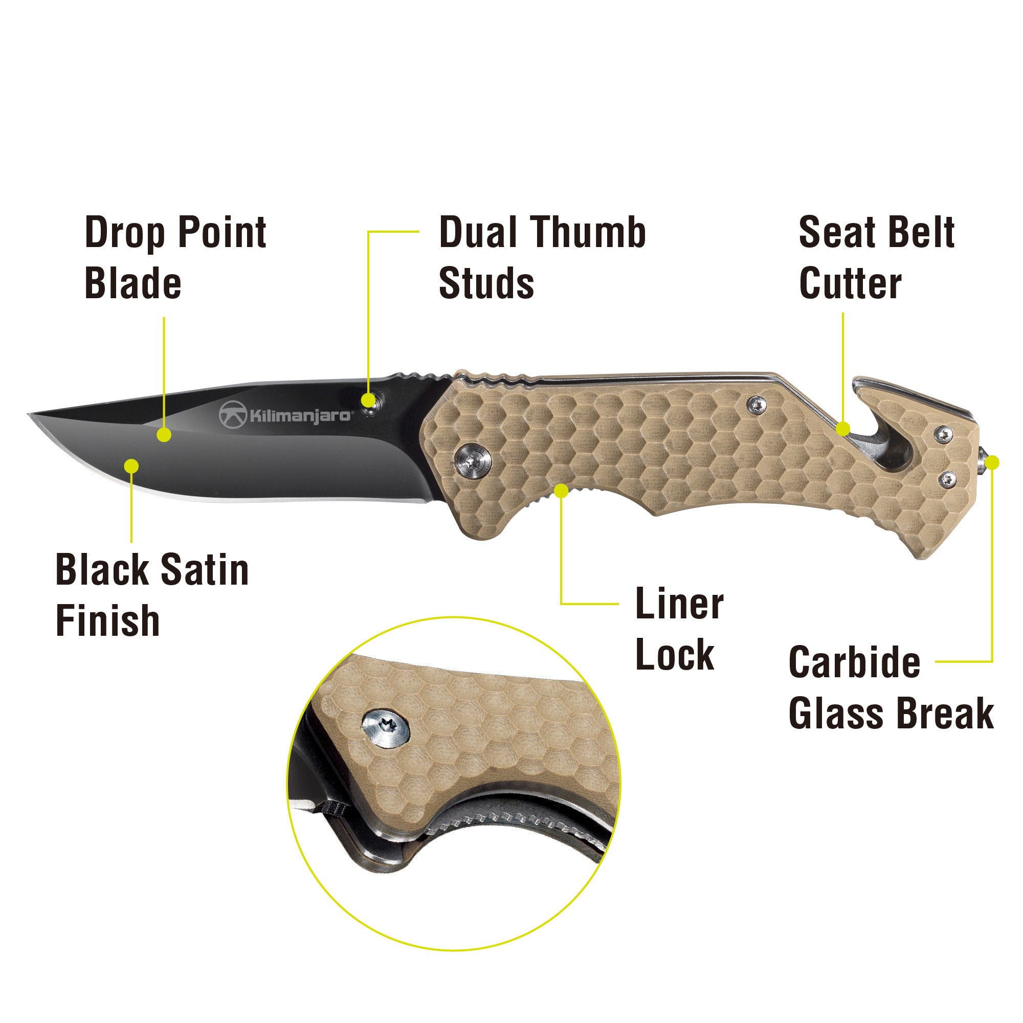 UTAC 8 in. Folding Knife - Drop Point Blade