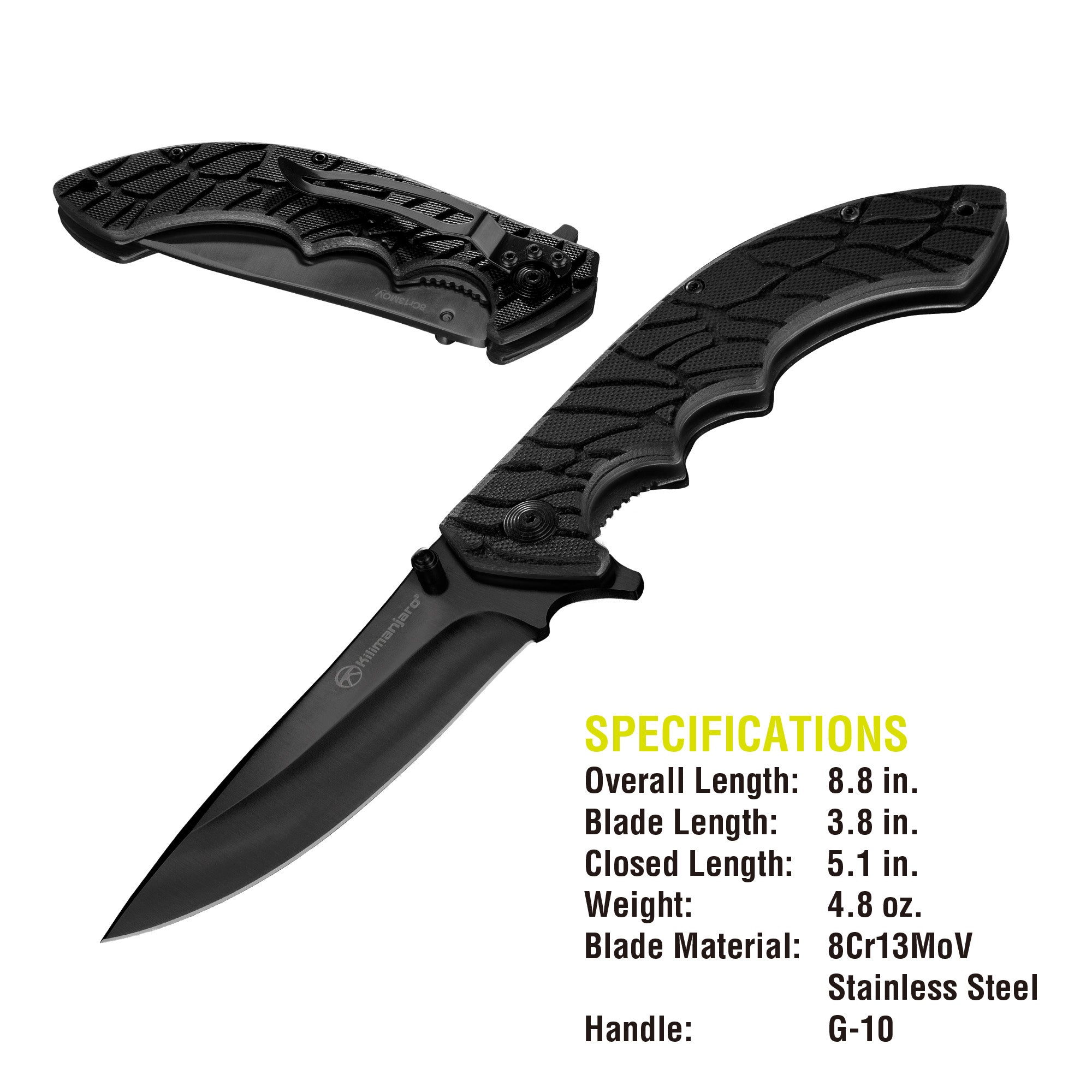 Makazi 8 in. Folding Knife - Black Satin Blade