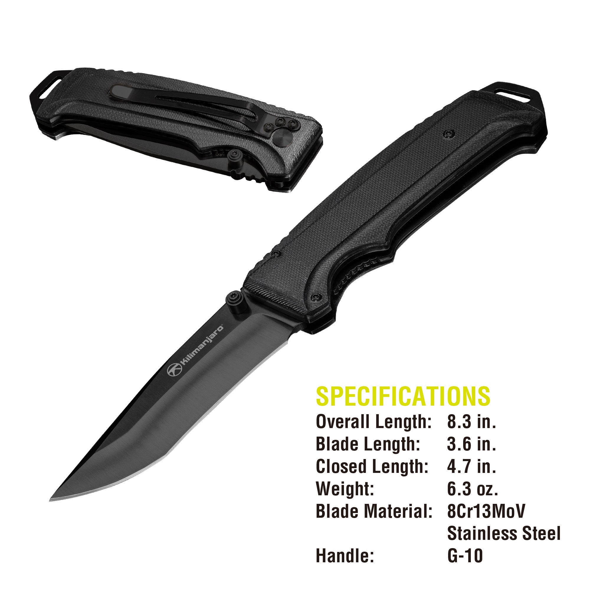 Allatro 8 in. Folding Knife - Spring Assist - Black Satin Blade