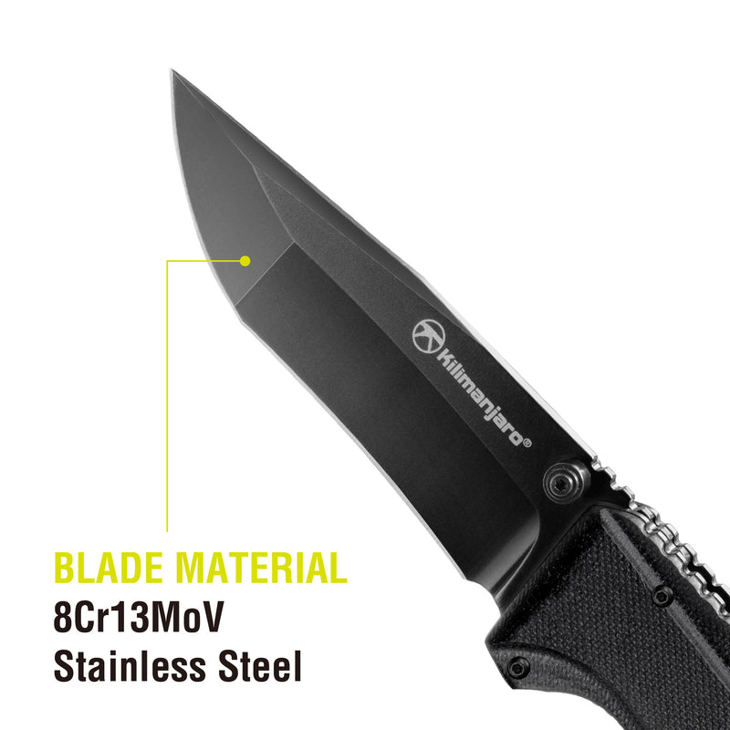 Allatro 8 in. Folding Knife - Spring Assist - Black Satin Blade